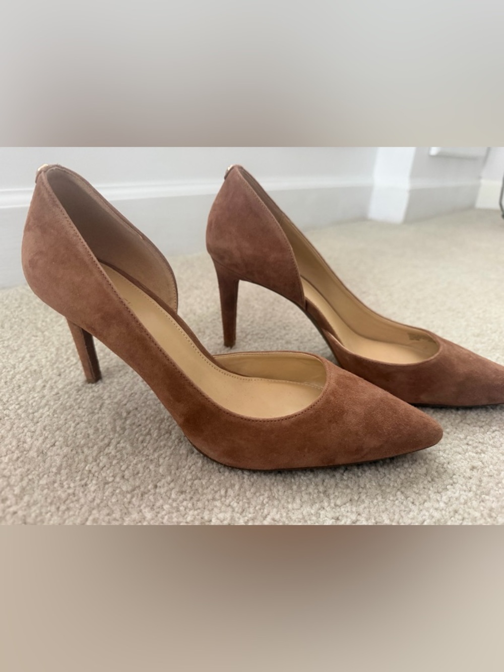 Suede Heel Pumps in Brown Michael Kors Pointed Toe